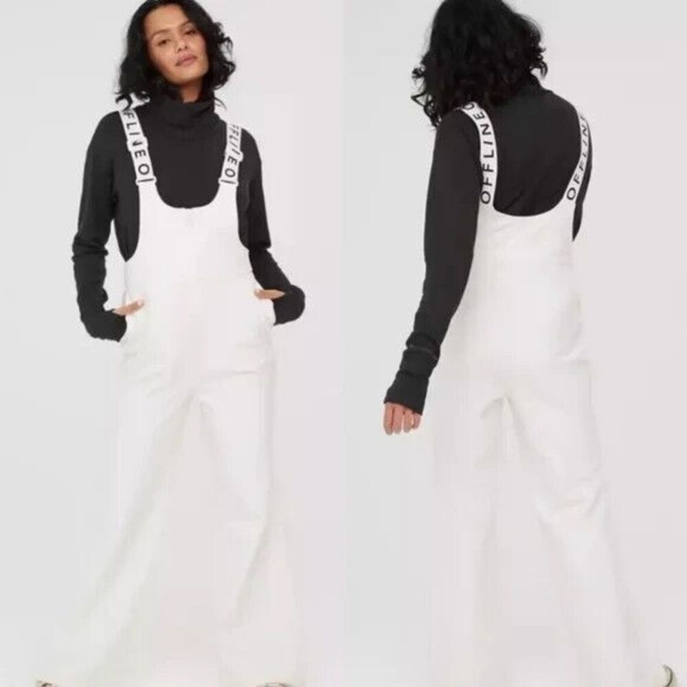 Offline by Aerie Ski Bibs Womens Large Chillside Snow White Pants Fleece Lined